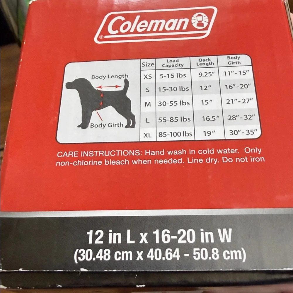 Coleman Pet Flotation Vest in Tropical Green. Size Small.